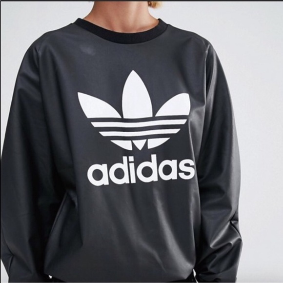 adidas Tops - Adidas faux leather sweatshirt